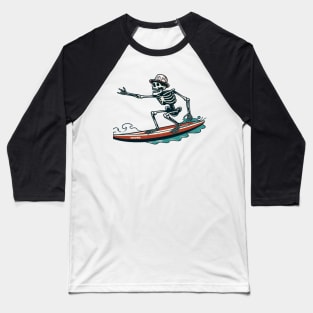 Surfing Skeleton Baseball T-Shirt